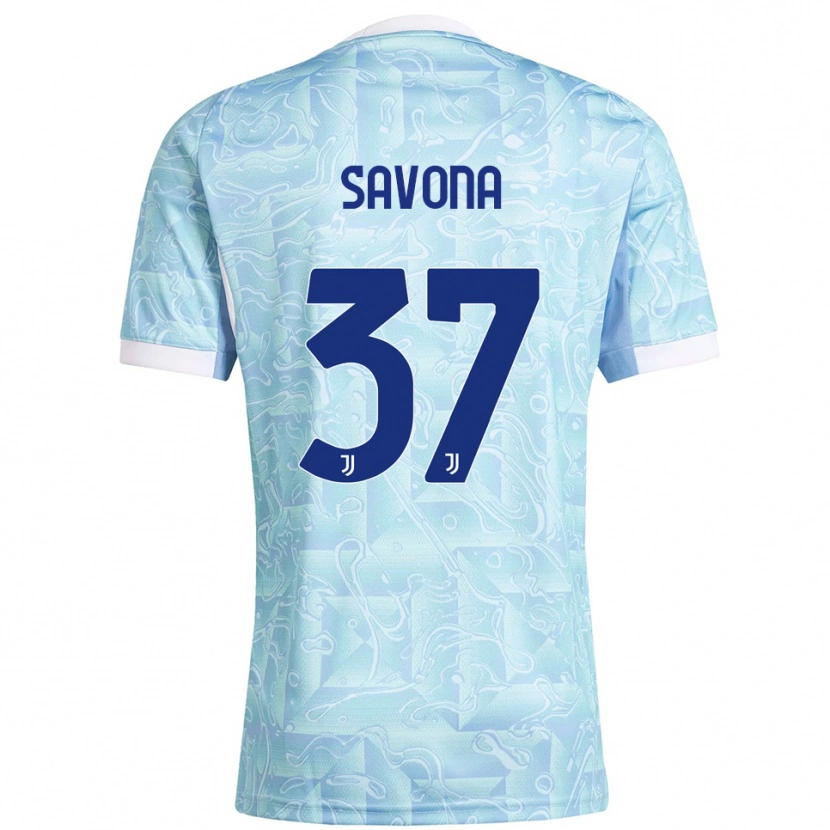 Danxen Herren Nicolò Savona #37 Himmelblau Gelb Auswärtstrikot Trikot 2025/26 T-Shirt