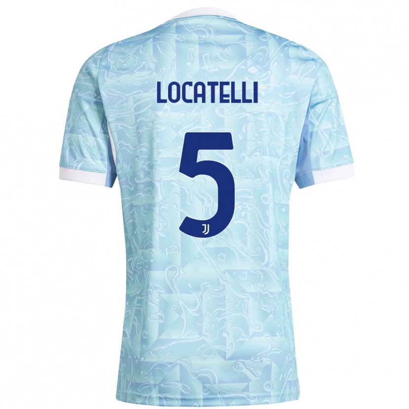 Danxen Herren Manuel Locatelli #5 Himmelblau Gelb Auswärtstrikot Trikot 2025/26 T-Shirt