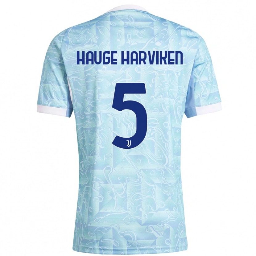 Danxen Herren Mathilde Hauge Harviken #5 Himmelblau Gelb Auswärtstrikot Trikot 2025/26 T-Shirt