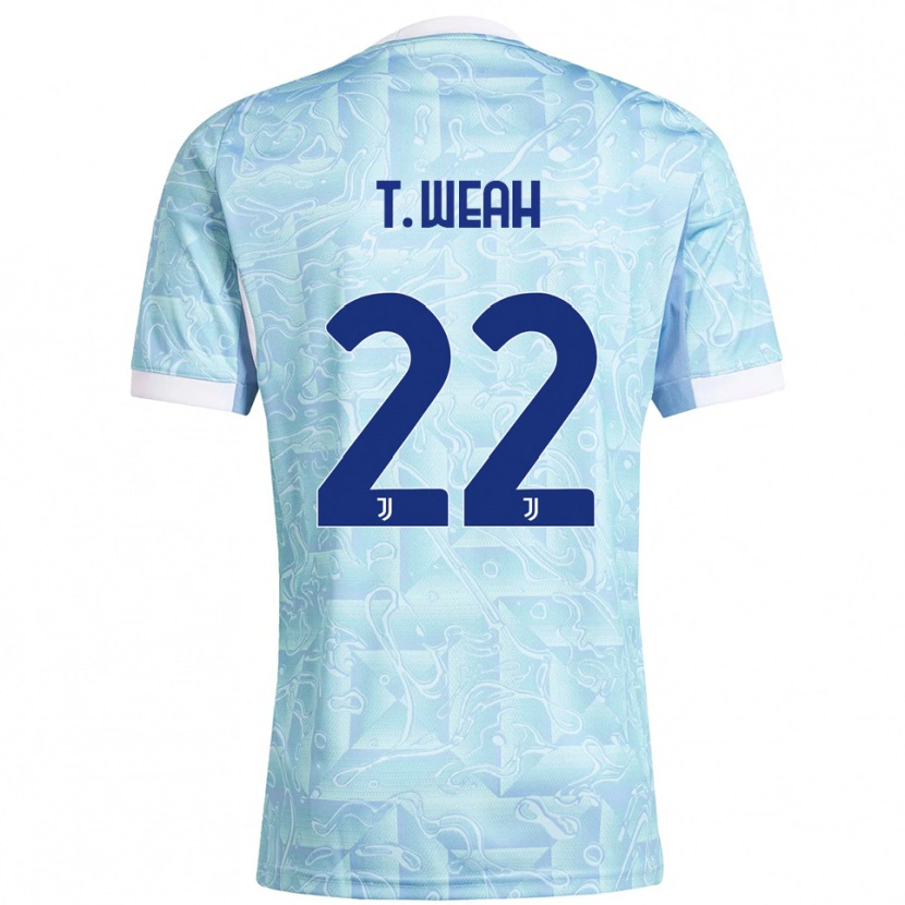 Danxen Herren Timothy Weah #22 Himmelblau Gelb Auswärtstrikot Trikot 2025/26 T-Shirt