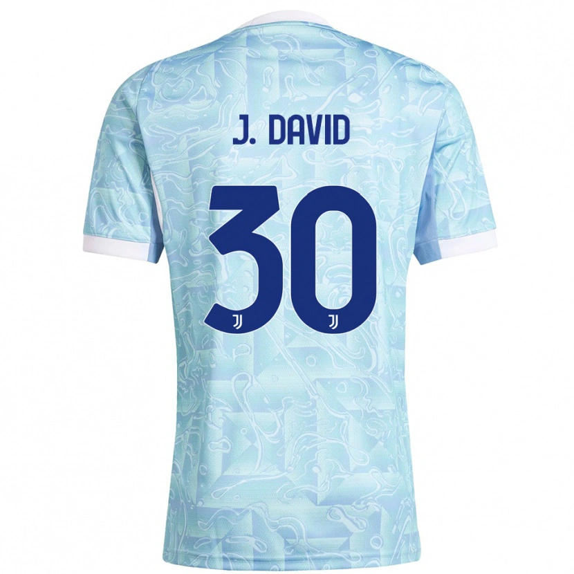 Danxen Herren Jonathan David #30 Himmelblau Gelb Auswärtstrikot Trikot 2025/26 T-Shirt