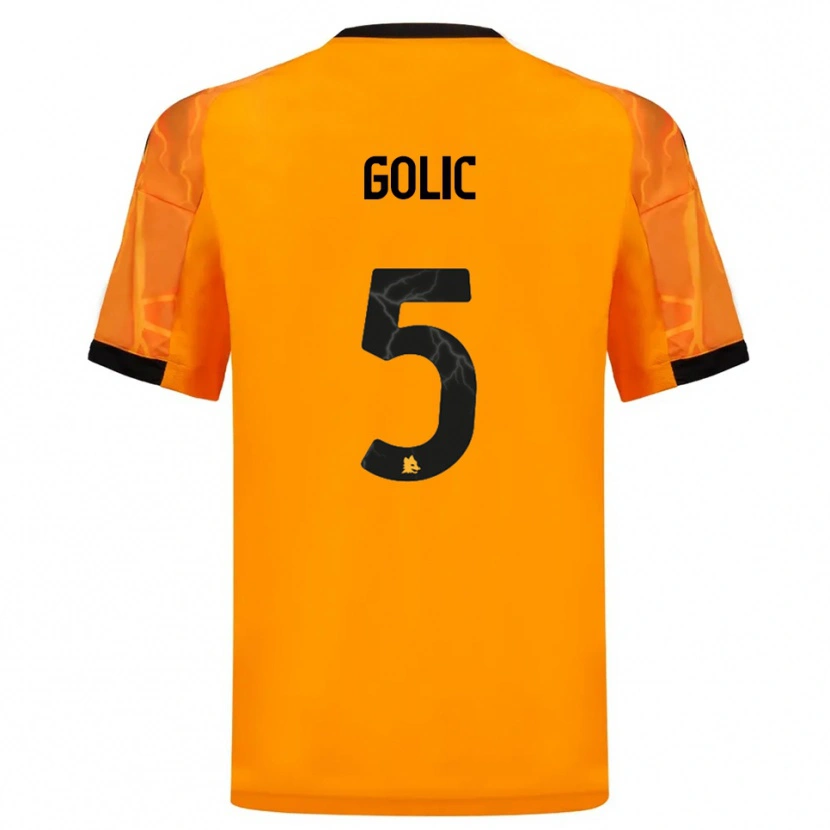 Danxen Herren Lovro Golic #5 Orange Schwarz Auswärtstrikot Trikot 2025/26 T-Shirt
