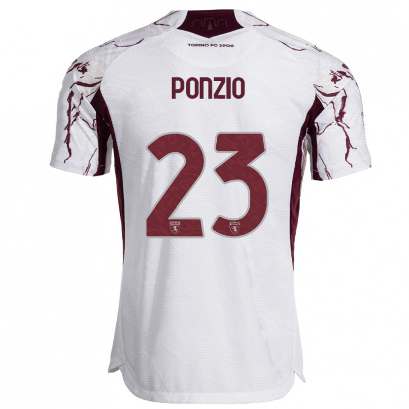 Danxen Herren Erika Ponzio #23 Weiß Burgunderrot Auswärtstrikot Trikot 2025/26 T-Shirt