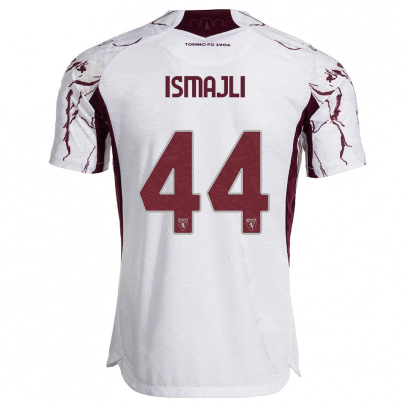 Danxen Herren Ardian Ismajli #44 Weiß Burgunderrot Auswärtstrikot Trikot 2025/26 T-Shirt
