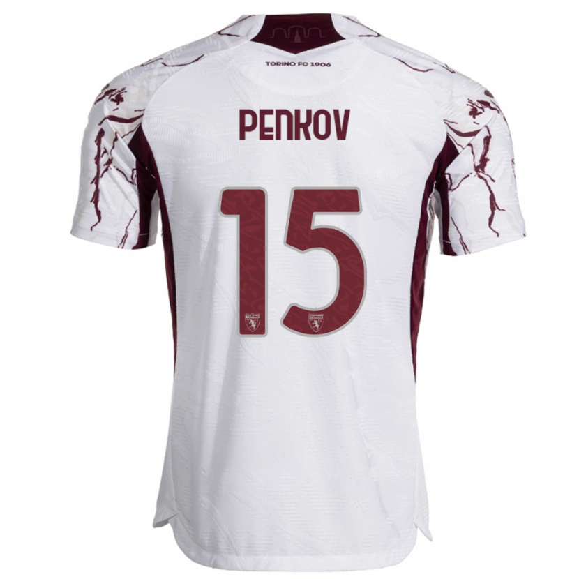 Danxen Herren Borislav Penkov #15 Weiß Burgunderrot Auswärtstrikot Trikot 2025/26 T-Shirt