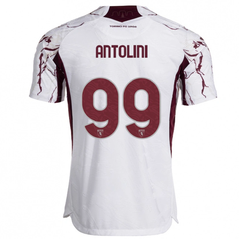 Danxen Herren Jacopo Antolini #99 Weiß Burgunderrot Auswärtstrikot Trikot 2025/26 T-Shirt