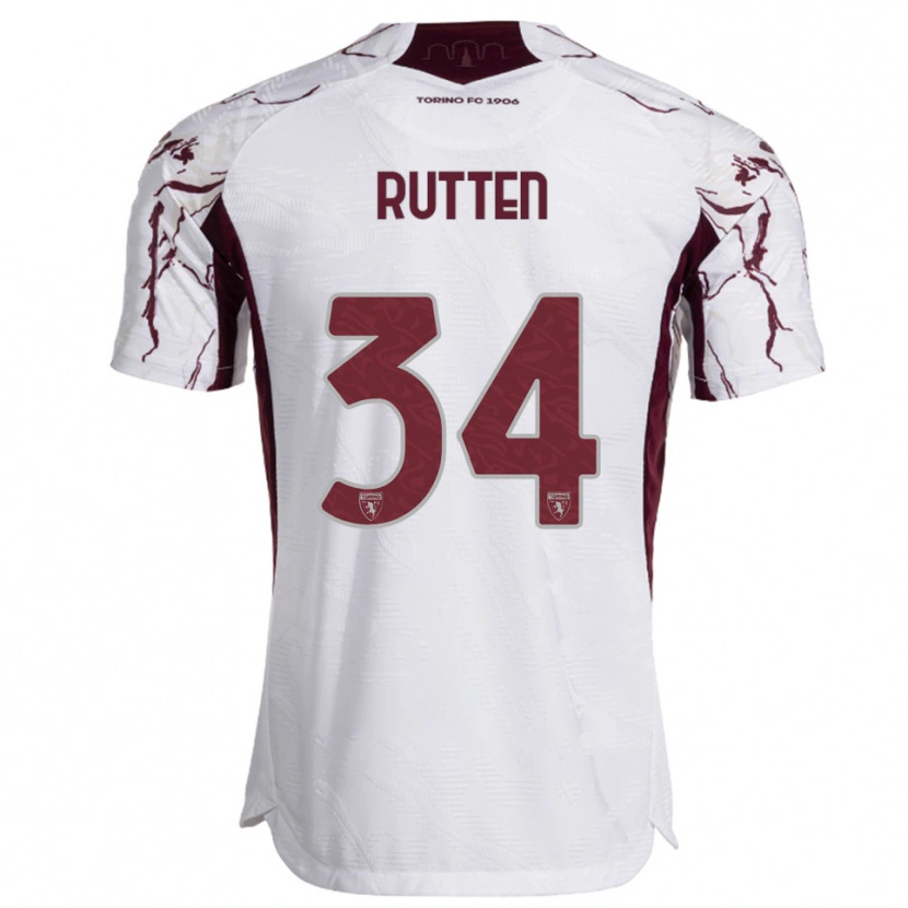 Danxen Herren Jill Rutten #34 Weiß Burgunderrot Auswärtstrikot Trikot 2025/26 T-Shirt