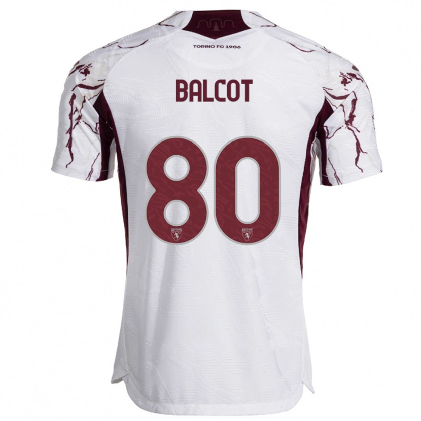 Danxen Herren Côme Bianay Balcot #80 Weiß Burgunderrot Auswärtstrikot Trikot 2025/26 T-Shirt