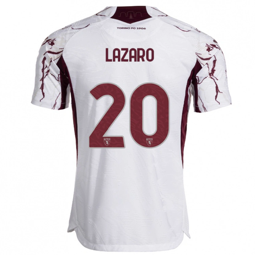 Danxen Herren Valentino Lazaro #20 Weiß Burgunderrot Auswärtstrikot Trikot 2025/26 T-Shirt