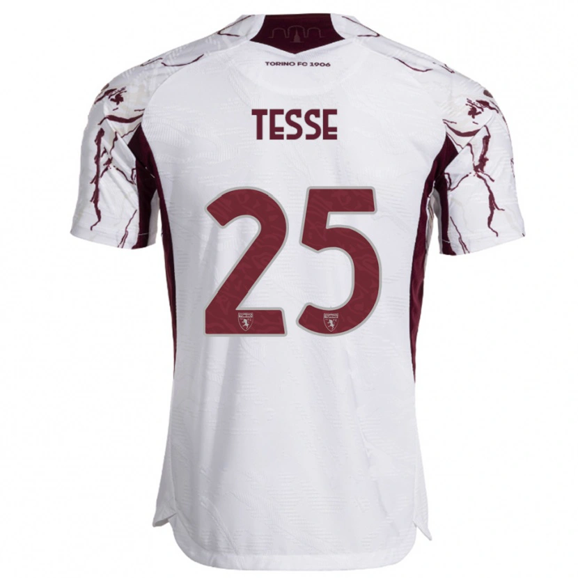 Danxen Herren Manuela Tesse #25 Weiß Burgunderrot Auswärtstrikot Trikot 2025/26 T-Shirt