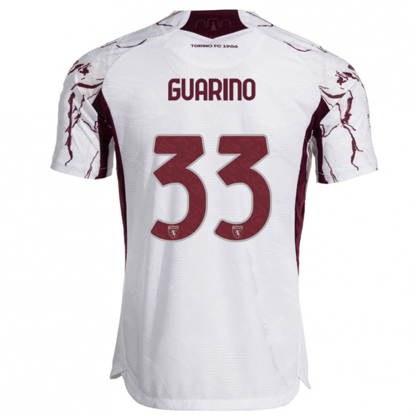 Danxen Herren Rita Guarino #33 Weiß Burgunderrot Auswärtstrikot Trikot 2025/26 T-Shirt