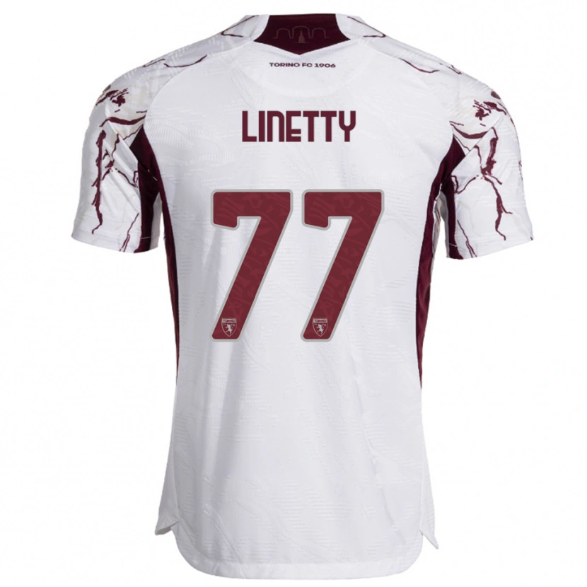 Danxen Herren Karol Linetty #77 Weiß Burgunderrot Auswärtstrikot Trikot 2025/26 T-Shirt