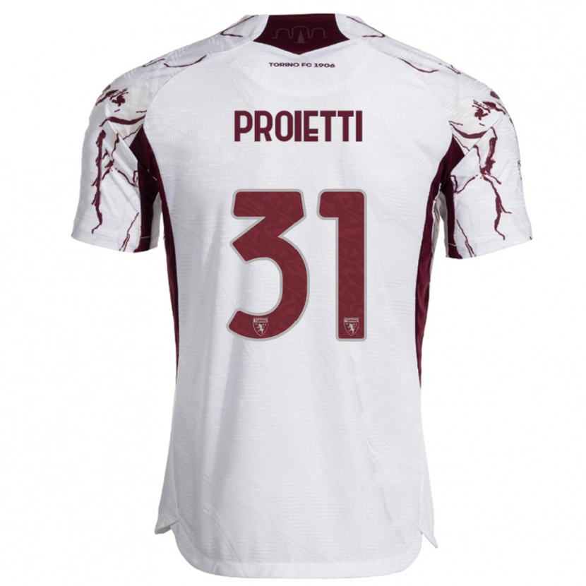 Danxen Herren Riccardo Proietti #31 Weiß Burgunderrot Auswärtstrikot Trikot 2025/26 T-Shirt