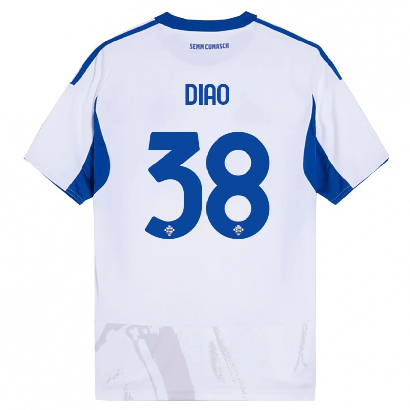 Danxen Herren Assane Diao #38 Weiß Blau Auswärtstrikot Trikot 2025/26 T-Shirt