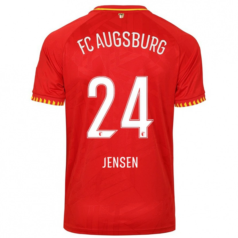 Danxen Herren Fredrik Jensen #24 Rot Gelb Auswärtstrikot Trikot 2025/26 T-Shirt