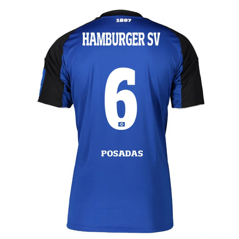 Danxen Herren Leonardo Posadas #6 Blau Schwarz Auswärtstrikot Trikot 2025/26 T-Shirt