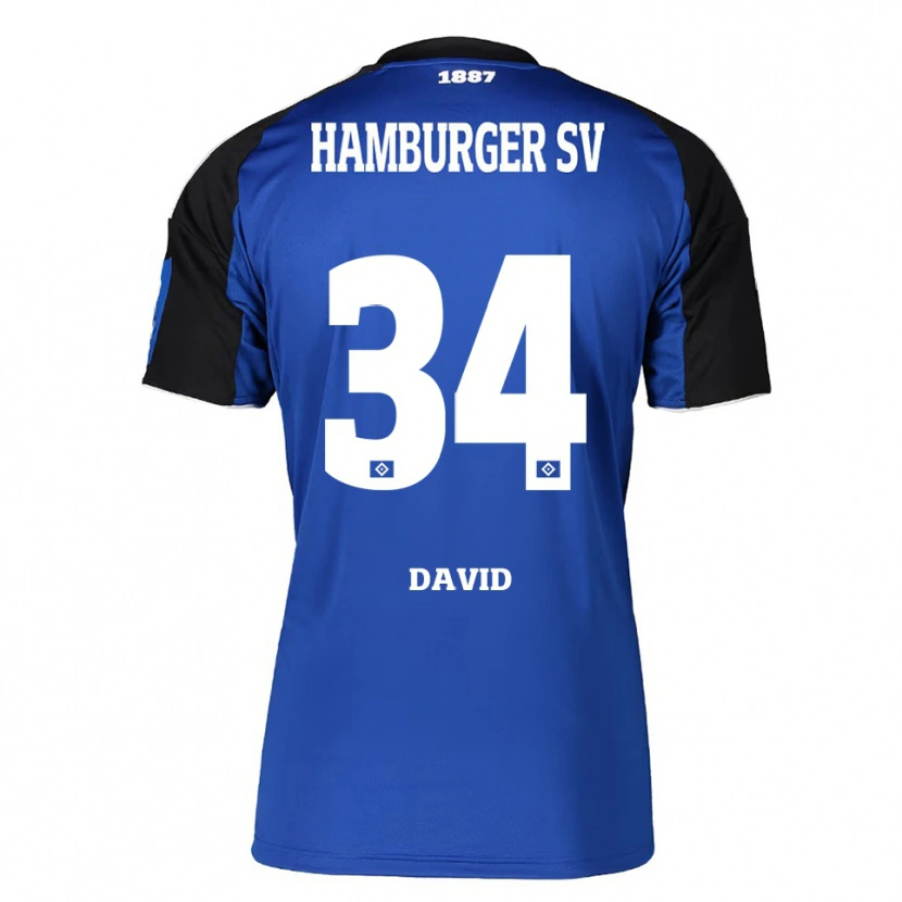 Danxen Herren Jonas David #34 Blau Schwarz Auswärtstrikot Trikot 2025/26 T-Shirt