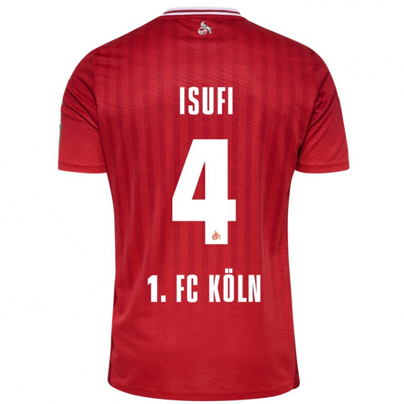 Danxen Herren Leo Isufi #4 Rot Weiß Auswärtstrikot Trikot 2025/26 T-Shirt