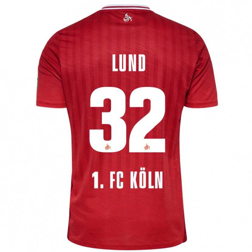 Danxen Herren Kristoffer Lund #32 Rot Weiß Auswärtstrikot Trikot 2025/26 T-Shirt