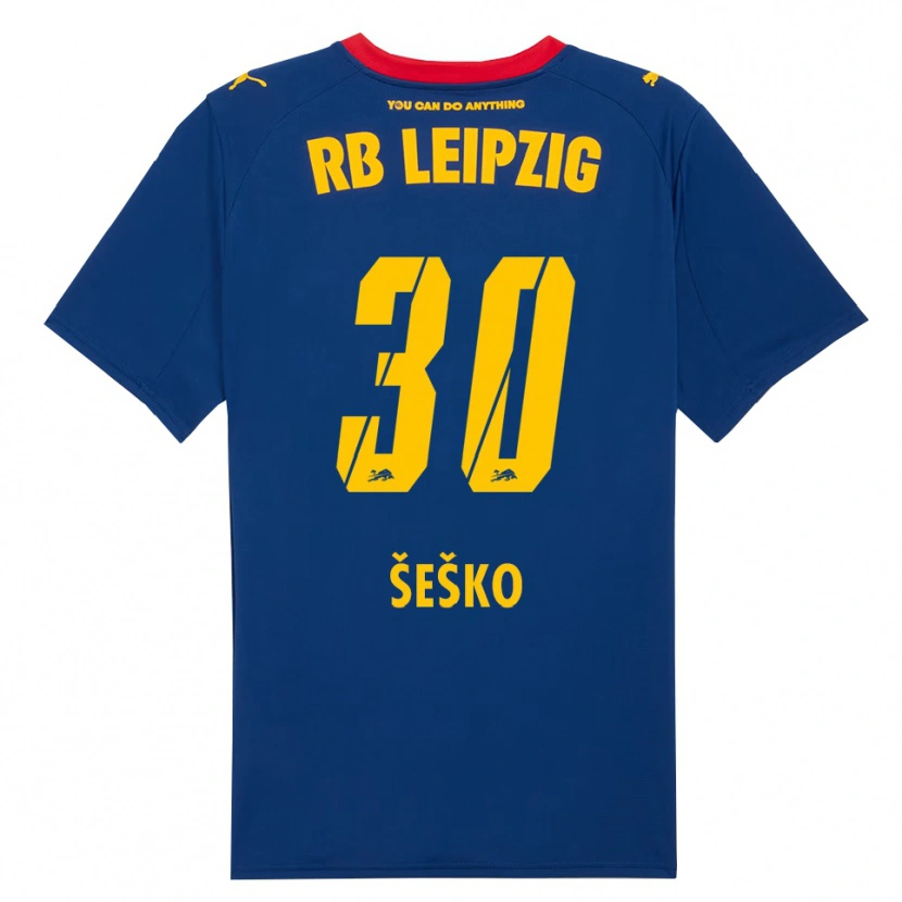 Danxen Herren Benjamin Sesko #30 Marineblau Rot Auswärtstrikot Trikot 2025/26 T-Shirt