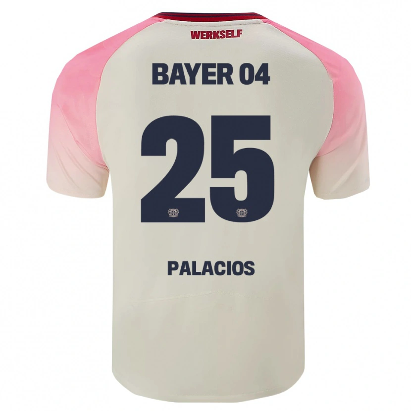 Danxen Herren Exequiel Palacios #25 Pink Cremeweiß Auswärtstrikot Trikot 2025/26 T-Shirt