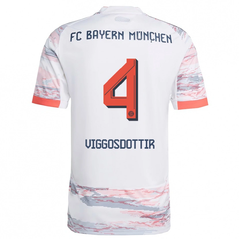 Danxen Herren Glódís Perla Viggósdóttir #4 Weiß Grau Auswärtstrikot Trikot 2025/26 T-Shirt