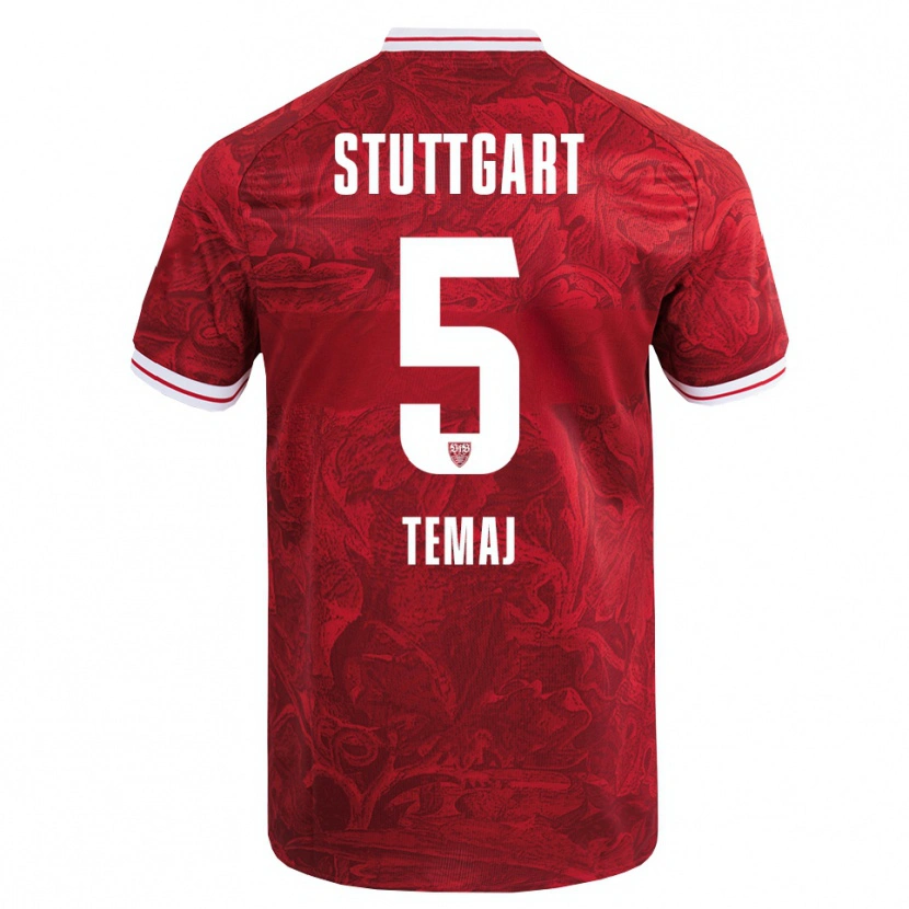 Danxen Herren Laureta Temaj #5 Rot Schwarz Auswärtstrikot Trikot 2025/26 T-Shirt