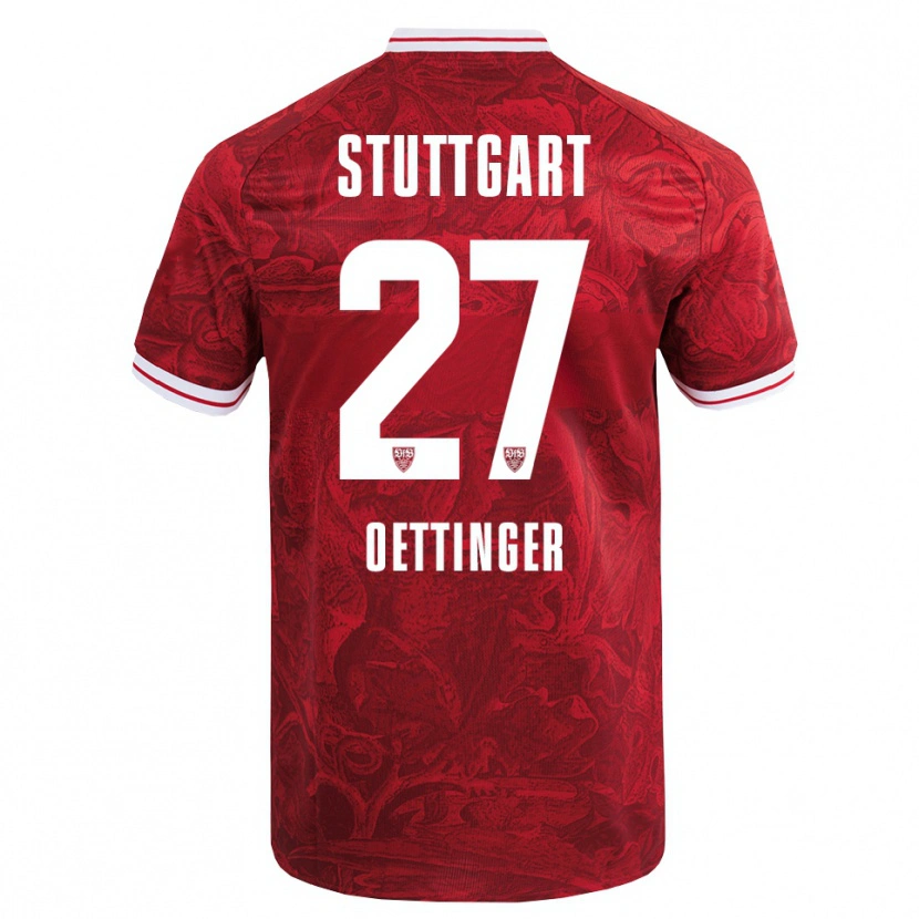 Danxen Herren Jannik Oettinger #27 Rot Schwarz Auswärtstrikot Trikot 2025/26 T-Shirt