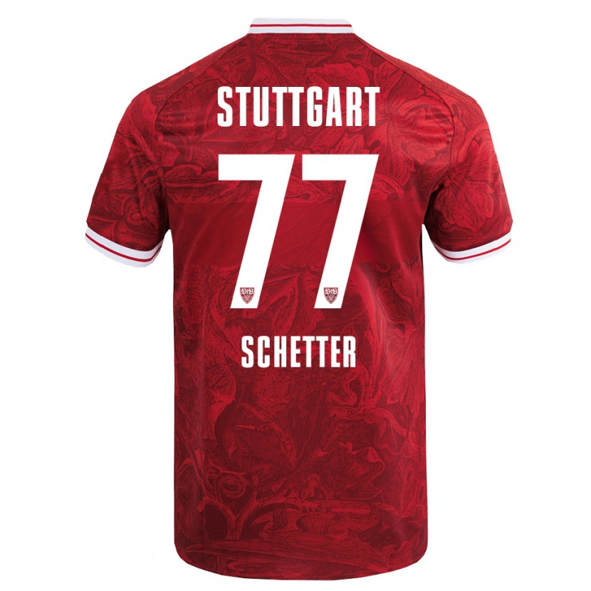 Danxen Herren Leonie Schetter #77 Rot Schwarz Auswärtstrikot Trikot 2025/26 T-Shirt