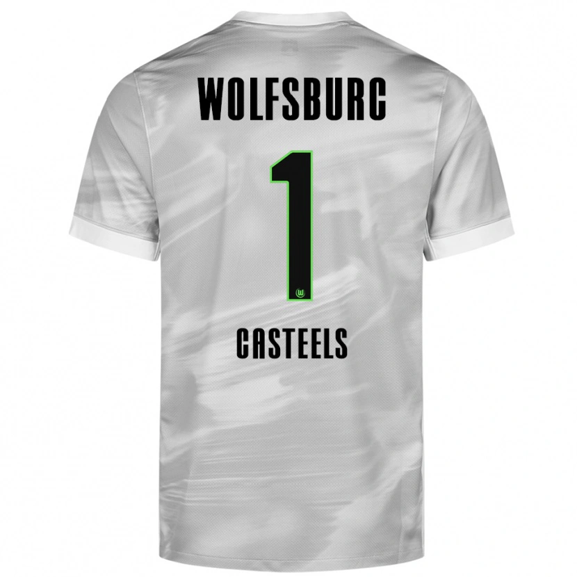 Danxen Herren Koen Casteels #1 Grau Weiß Auswärtstrikot Trikot 2025/26 T-Shirt