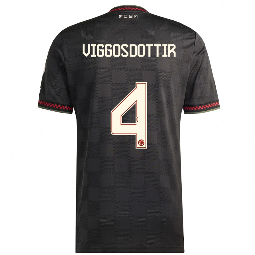 Danxen Herren Glódís Perla Viggósdóttir #4 Schwarz Weiß Ausweichtrikot Trikot 2025/26 T-Shirt