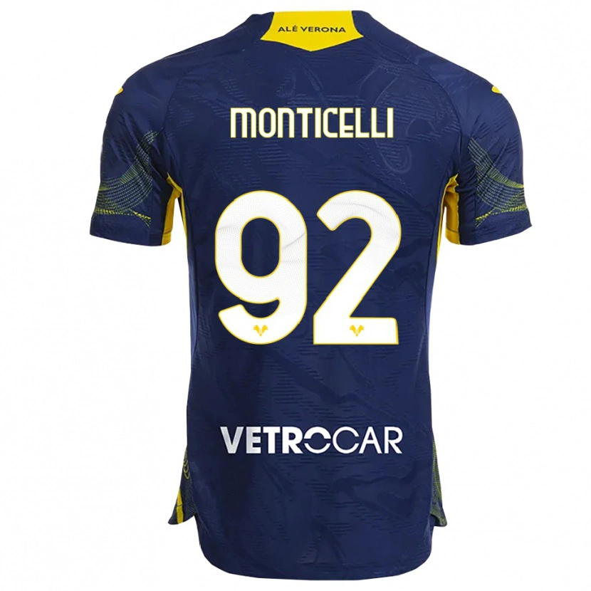 Danxen Damen Luca Monticelli #92 Marineblau Gelb Heimtrikot Trikot 2025/26 T-Shirt