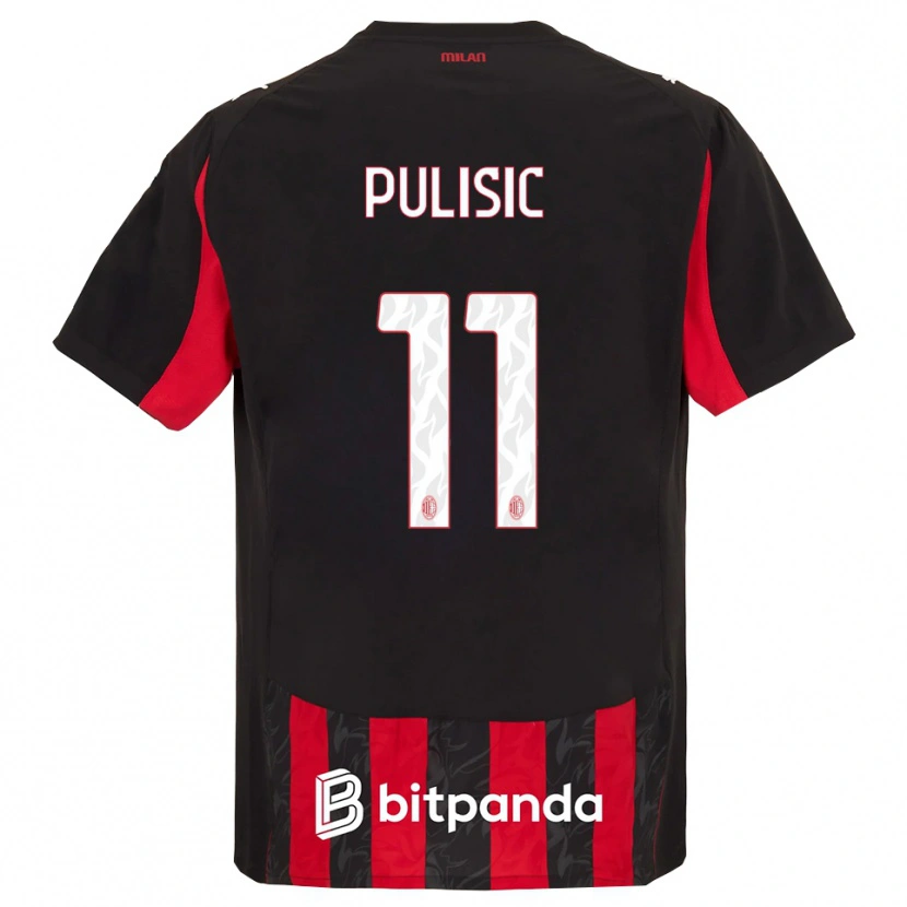 Danxen Damen Christian Pulisic #11 Rot Schwarz Heimtrikot Trikot 2025/26 T-Shirt