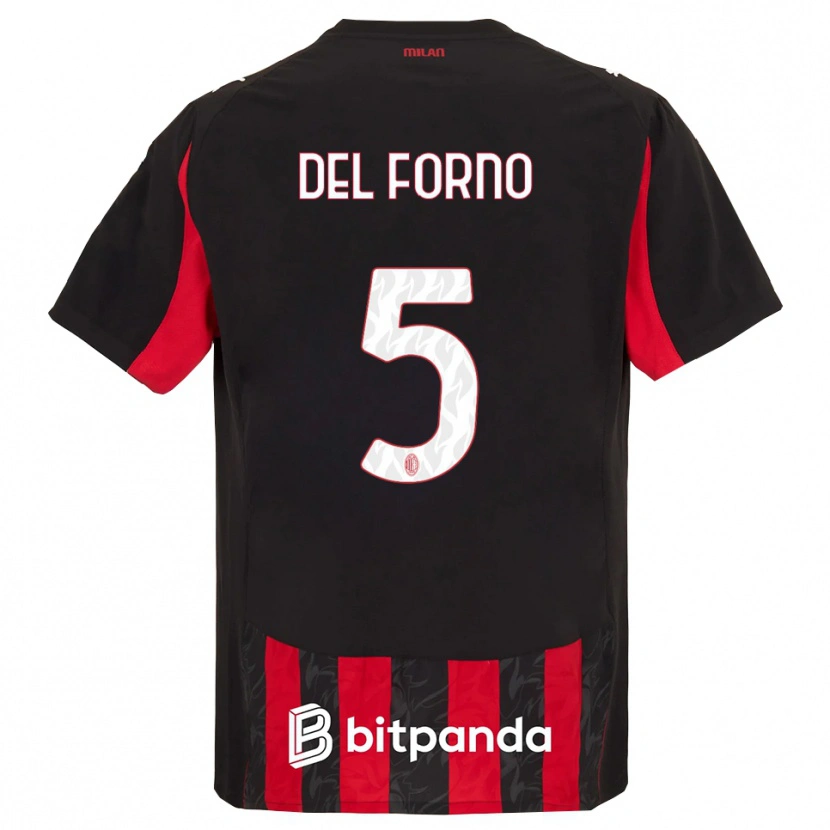Danxen Damen Luca Del Forno #5 Rot Schwarz Heimtrikot Trikot 2025/26 T-Shirt