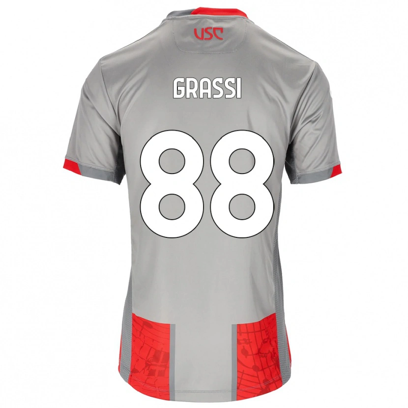Danxen Damen Alberto Grassi #88 Rot Grau Heimtrikot Trikot 2025/26 T-Shirt