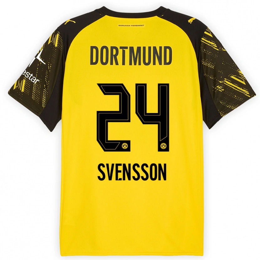 Danxen Damen Daniel Svensson #24 Gelb Schwarz Heimtrikot Trikot 2025/26 T-Shirt