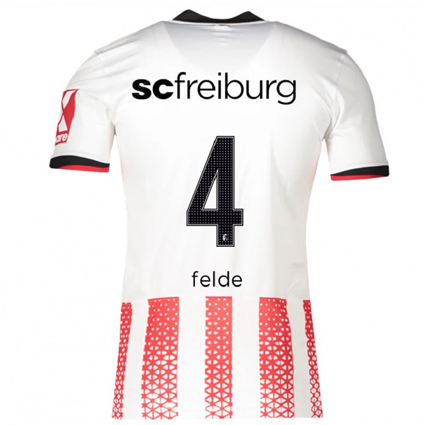 Danxen Damen Meret Felde #4 Weiß Rot Heimtrikot Trikot 2025/26 T-Shirt