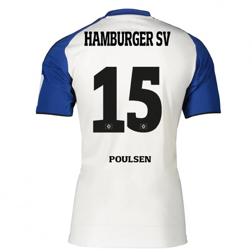 Danxen Damen Yussuf Poulsen #15 Weiß Blau Heimtrikot Trikot 2025/26 T-Shirt