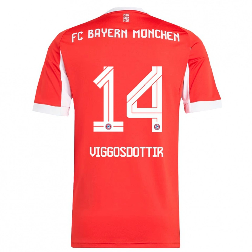 Danxen Damen Glodis Perla Viggosdottir #14 Rot Weiß Heimtrikot Trikot 2025/26 T-Shirt
