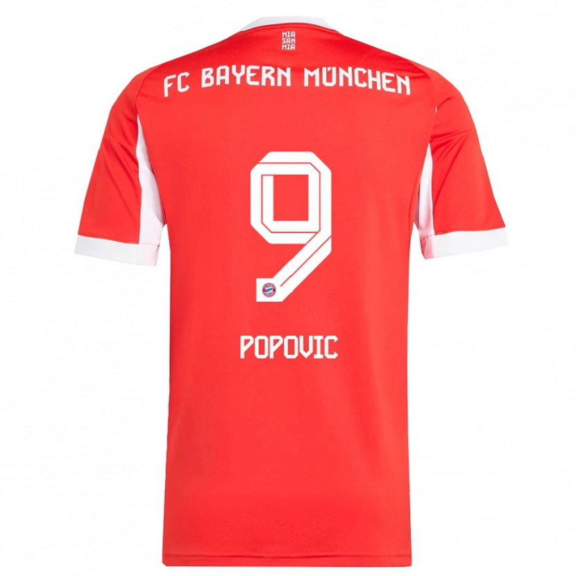 Danxen Damen Marko Popovic #9 Rot Weiß Heimtrikot Trikot 2025/26 T-Shirt