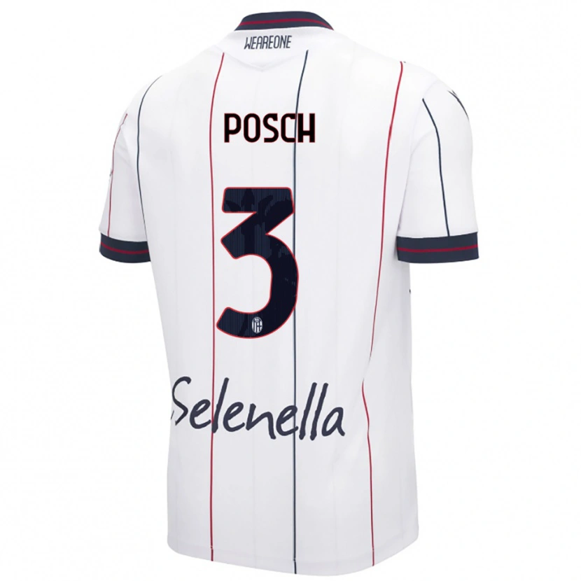 Danxen Damen Stefan Posch #3 Weiß Königsblau Auswärtstrikot Trikot 2025/26 T-Shirt