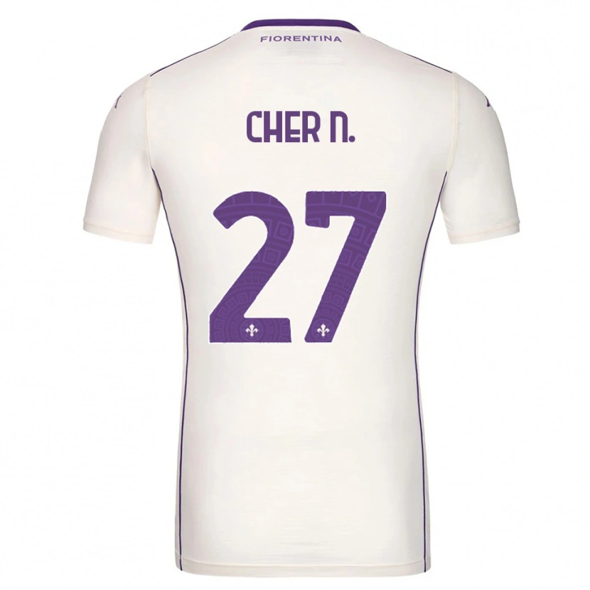 Danxen Damen Cher Ndour #27 Weiß Lila Rot Auswärtstrikot Trikot 2025/26 T-Shirt