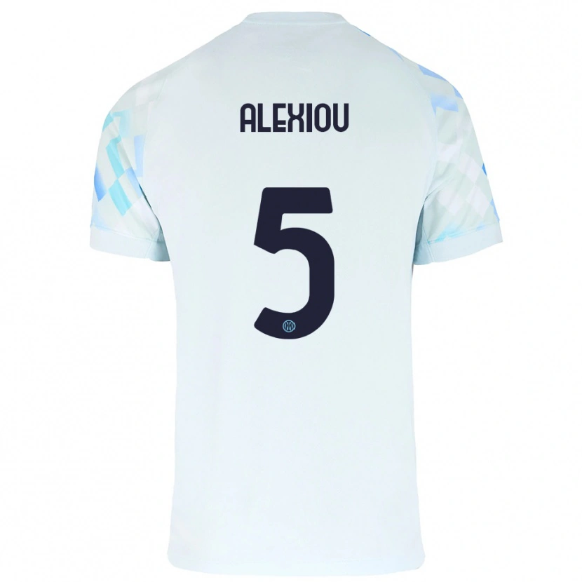 Danxen Damen Christos Alexiou #5 Weiß Blau Auswärtstrikot Trikot 2025/26 T-Shirt