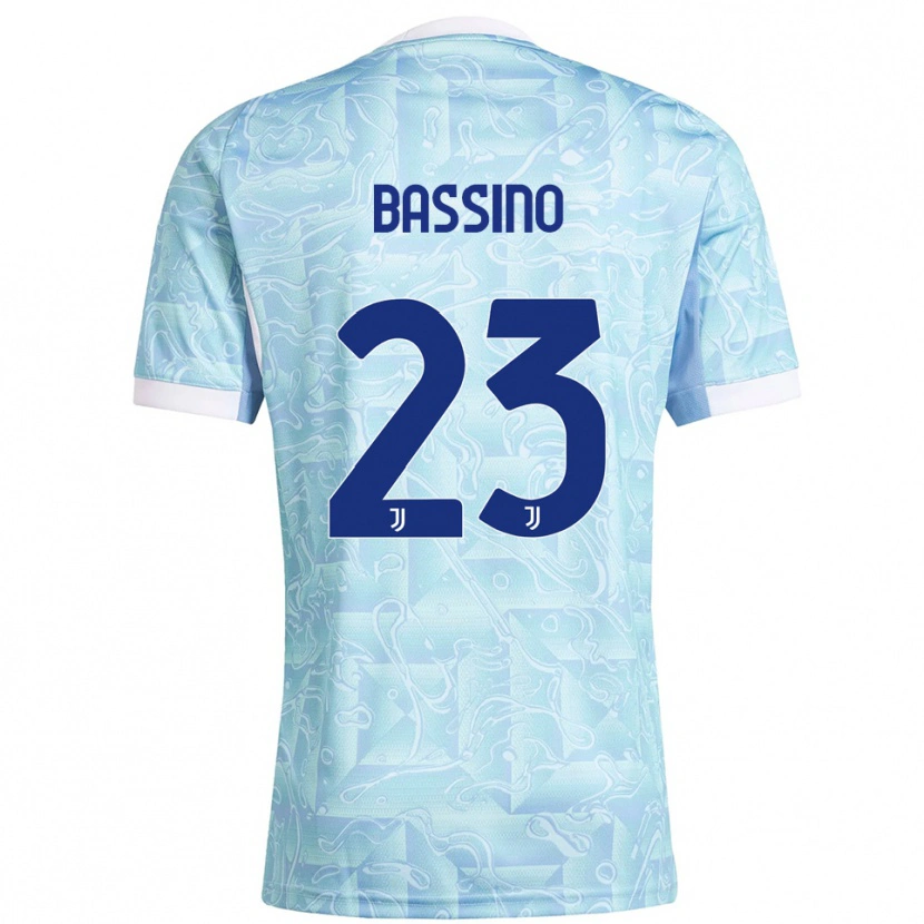 Danxen Damen Alessandro Bassino #23 Himmelblau Gelb Auswärtstrikot Trikot 2025/26 T-Shirt