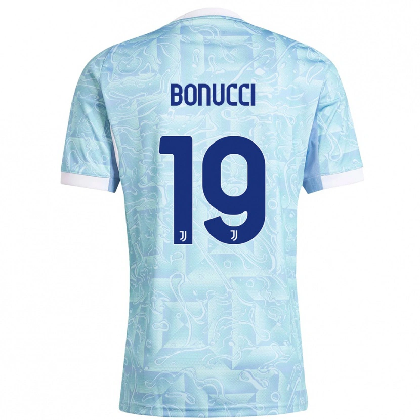 Danxen Damen Leonardo Bonucci #19 Himmelblau Gelb Auswärtstrikot Trikot 2025/26 T-Shirt