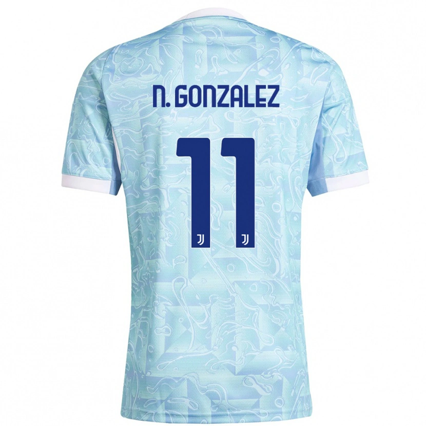 Danxen Damen Nico González #11 Himmelblau Gelb Auswärtstrikot Trikot 2025/26 T-Shirt