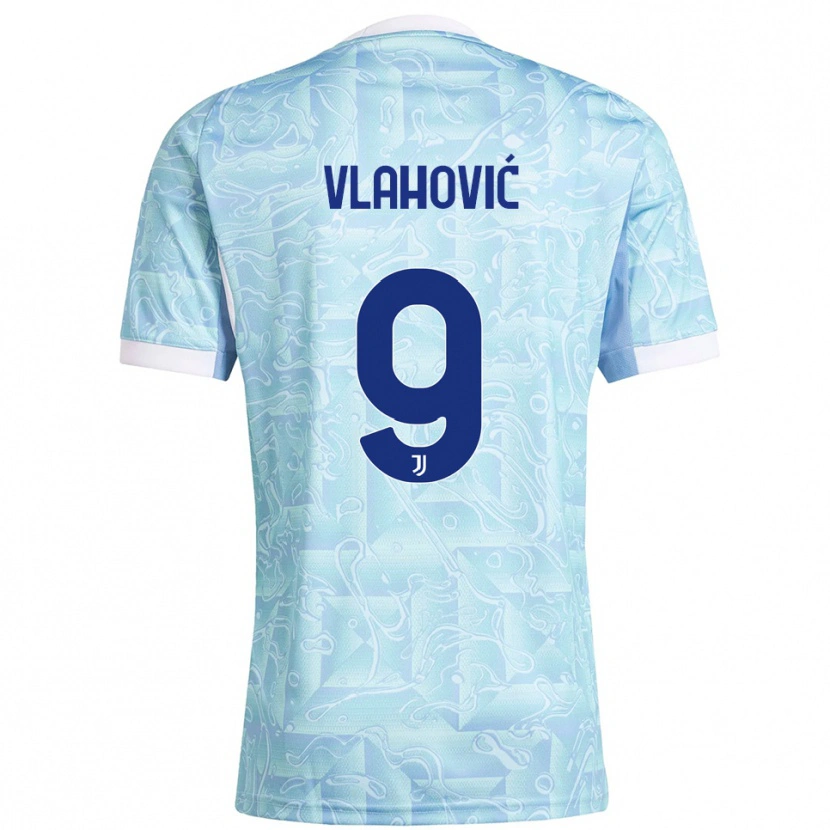 Danxen Damen Dušan Vlahović #9 Himmelblau Gelb Auswärtstrikot Trikot 2025/26 T-Shirt