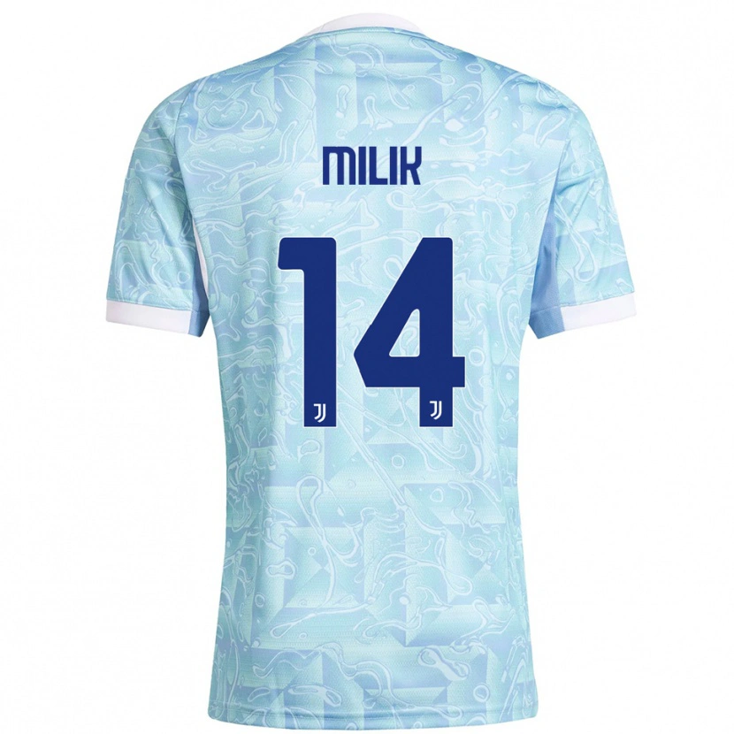 Danxen Damen Arkadiusz Milik #14 Himmelblau Gelb Auswärtstrikot Trikot 2025/26 T-Shirt