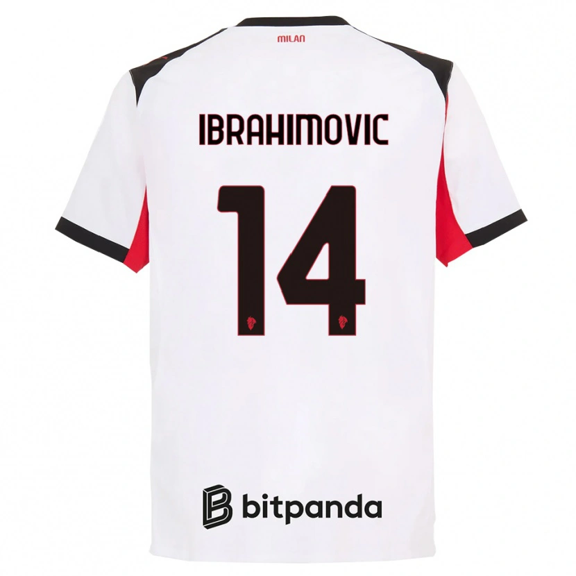 Danxen Damen Vincent Ibrahimović #14 Weiß Schwarz Auswärtstrikot Trikot 2025/26 T-Shirt