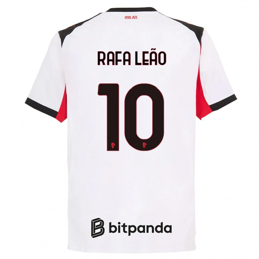 Danxen Damen Rafael Leão #10 Weiß Schwarz Auswärtstrikot Trikot 2025/26 T-Shirt